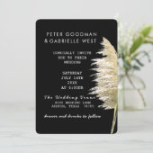 Pampas gras bruiloft uitnodiging afgerond (Staand voorkant)