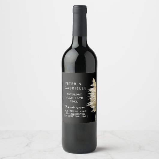 Pampas gras bruiloft wijn fles labels etiket (Voorkant)