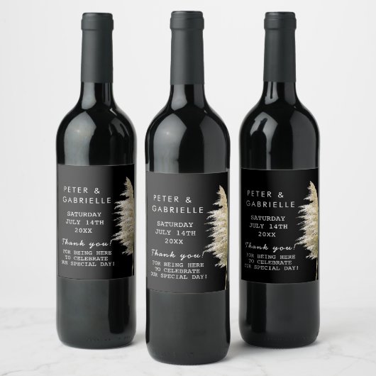 Pampas gras bruiloft wijn fles labels wijn etiket (Flessen)