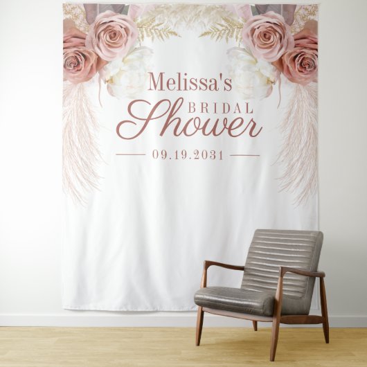 Pampas Gras Bruiloftsshower Achtergrond Photobooth Wandkleed (In situ)