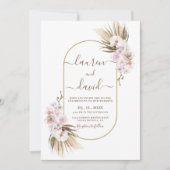 Pampas Gras Elegante Trouw Uitnodiging (Voorkant)