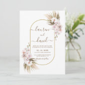 Pampas Gras Elegante Trouw Uitnodiging (Staand voorkant)