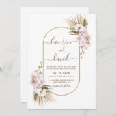 Pampas Gras Elegante Trouw Uitnodiging (Voorkant / Achterkant)