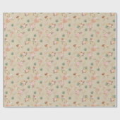 Pampas gras en bloemen op tan cadeaupapier (Vlak)