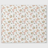 Pampas gras en bloemen op wit cadeaupapier (Vlak)