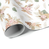 Pampas gras en bloemen op wit cadeaupapier (Rol Hoek)