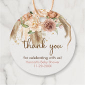 Pampas gras en Boho Rozen babyshower bedankkaart  Bedankjes Labels (Achterkant)