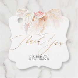 Pampas Gras en Roze Bloemen Dank Je Bedankjes Labels