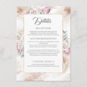 Pampas gras en roze koning Protea bruiloft details Informatiekaartje (Voorkant)