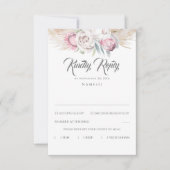 Pampas gras en roze koning Protea bruiloft RSVP Kaartje (Voorkant)