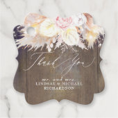 Pampas gras en rustiek hout Dank u Bedankjes Labels (Voorkant)