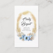 Pampas Gras en Stoffelijk Blauw Bloemen Elegant Ex Visitekaartje (Voorkant)
