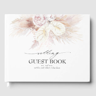 Pampas gras en witte anthuriums bruiloft gastenboek