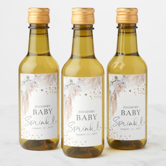 Pampas Gras en Witte Orchideeën Boho Wijn Etiket (Flessen)