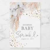 Pampas Gras en Witte Orchideeën Boho Wijn Etiket (Enkel label)