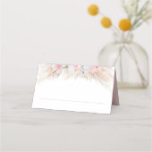 Pampas gras en witte orchideeën exotische bruiloft plaatskaartje (Voorkant)