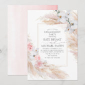 Pampas gras en witte orchideeën verlovingsfeest kaart (Voorkant / Achterkant)