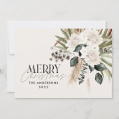 Pampas gras eucalyptus moody modern boho elegant feestdagenkaart (Voorkant)