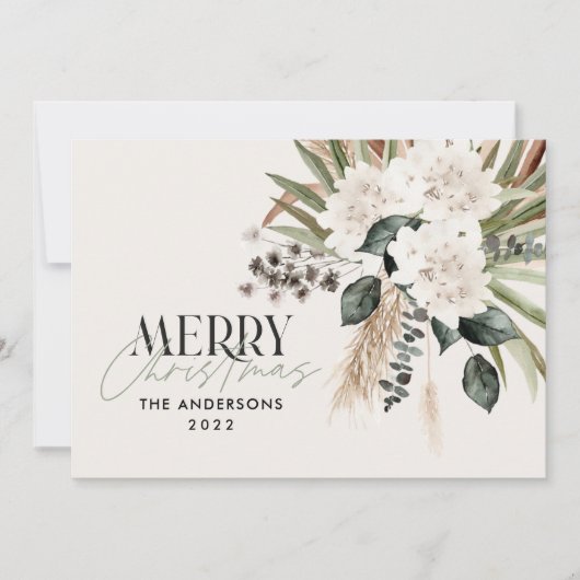 Pampas gras eucalyptus moody modern boho elegant feestdagenkaart (Voorkant)