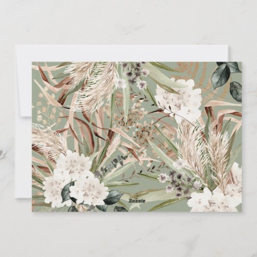 Pampas gras eucalyptus moody modern boho elegant feestdagenkaart (Achterkant)