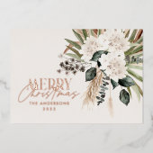 Pampas gras eucalyptus moody modern boho folie hol folie feestdagenkaart (Voorkant)