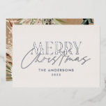 Pampas gras eucalyptus moody modern terracotta folie feestdagenkaart<br><div class="desc">Pampas gras eucalyptus moody modern boho elegant moderne typografie terracotta,  zwarte,  natuurlijke en zwarte kerstkaart.</div>