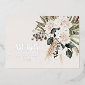 Pampas gras eucalyptus somber modern salie groen folie feestdagenkaart (Voorkant)