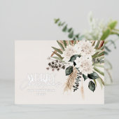 Pampas gras eucalyptus somber modern salie groen folie feestdagenkaart (Staand Voorkant)