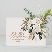 Pampas gras eucalyptus somber moderne boho folie folie feestdagenkaart (Staand Voorkant)