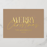 Pampas gras eucalyptus somber moderne terracotta f folie feestdagenkaart<br><div class="desc">Pampas gras eucalyptus somber modern boho elegant moderne typografie terracotta,  zwart,  naturel en salie groene kerstkaart.</div>