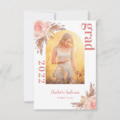 Pampas gras foto blozen afstuderen 2025 bedankkaart (Voorkant)