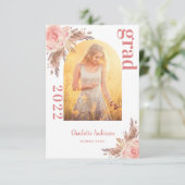 Pampas gras foto blozen afstuderen 2025 bedankkaart (Staand voorkant)