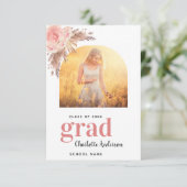 Pampas gras foto blush afstuderen meisje bedankkaart (Staand voorkant)