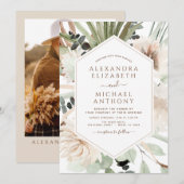 Pampas Gras Foto Boho Eucalyptus Bruiloft Kaart (Voorkant / Achterkant)
