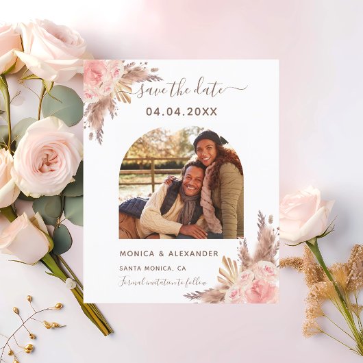 Pampas gras foto trouwkaart Save the Date