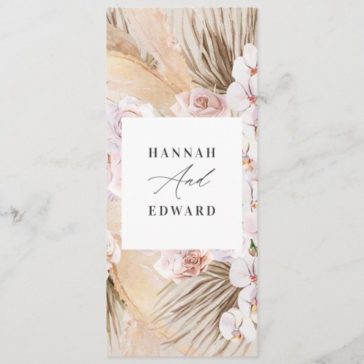 Pampas gras gedroogd botanisch schrift menu (Achterkant)