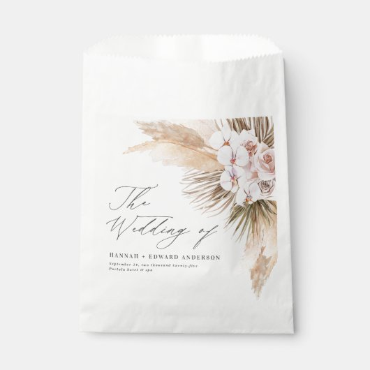 Pampas gras gedroogd botanisch script boho bruilof bedankzakje (Voorkant)
