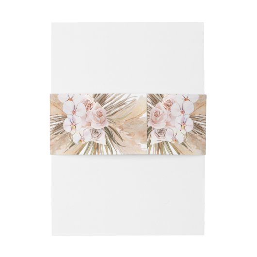 Pampas gras gedroogd botanisch script boho bruilof uitnodigingen wikkel (Achterkant Voorbeeld)