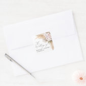 Pampas gras gedroogd botanisch script boho bruilof vierkante sticker (Envelop)