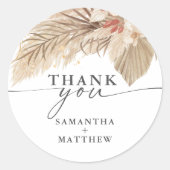 Pampas gras gedroogde palmbruiloft ronde sticker (Voorkant)