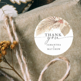 Pampas gras gedroogde palmbruiloft ronde sticker