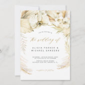 Pampas gras gouden orchidee tropische bohemien bru kaart (Voorkant)