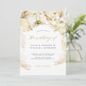 Pampas gras gouden orchidee tropische bohemien bru kaart (Staand voorkant)