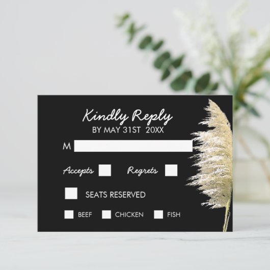 Pampas Gras Huwelijksreactie Kaart (Staand voorkant)