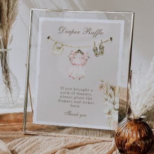 Pampas Gras Meisje Waslijn Baby Shower Luier Poster