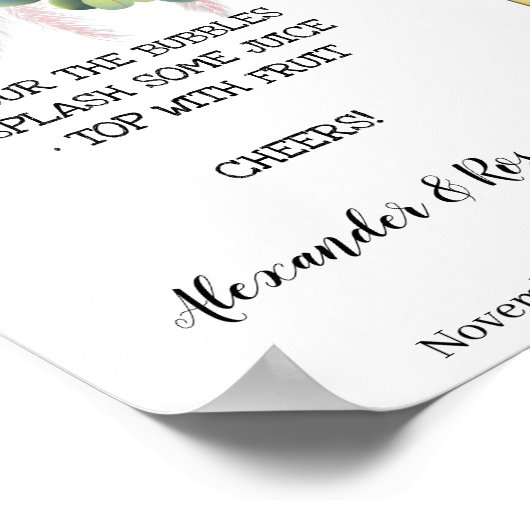 Pampas Gras Mimosa Bar Bruiloftsfeest, Trouwen Poster (Hoek)