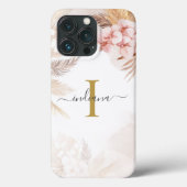 Pampas Gras Monogram Naam Initiaal Terracotta Case-Mate iPhone Case (Achterkant)