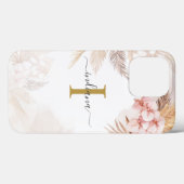 Pampas Gras Monogram Naam Initiaal Terracotta Case-Mate iPhone Case (Achterkant (horizontaal))