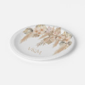 Pampas Gras Orchideeën Tropisch Boho Papieren Bordje (Gekanteld)