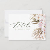 Pampas gras palm orchidee moderne rustieke details RSVP kaartje (Voorkant)